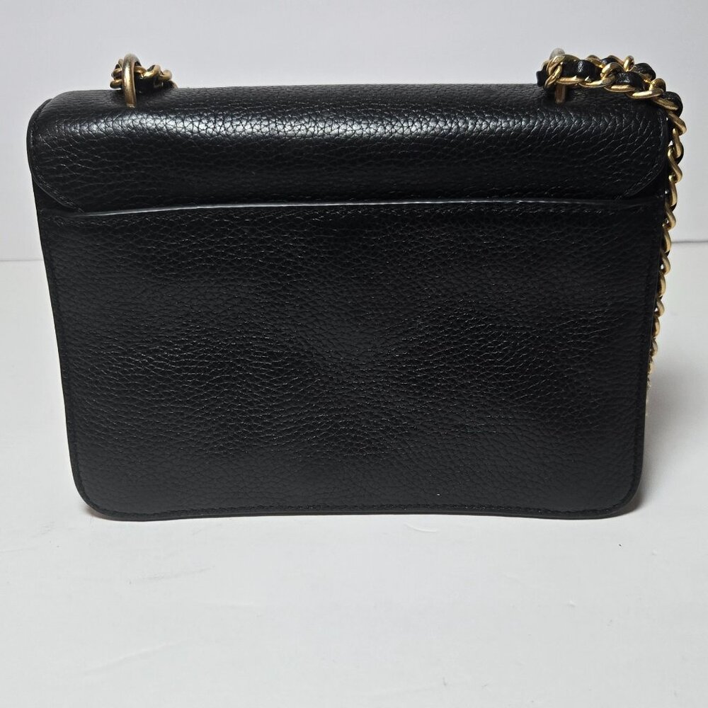 Tory Burch Britten Combo Crossbody Shoulder Bag Black Pebbled Leather Gold Chain - Picture 7 of 10